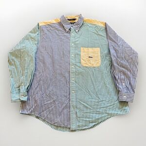 Vintage Nautica Shirt Mens XL Colorblock Preppy Button Down 90s‎ Plaid Striped